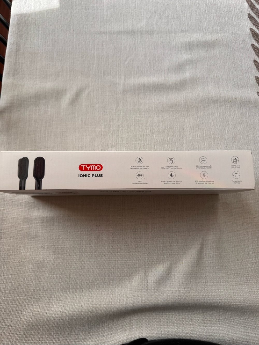 Tymo iONIC PLUS Hair Straightening Brush — White/Black - Picture 2 of 8